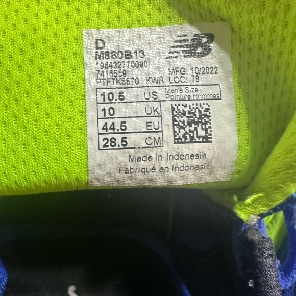 New Balance Blue Running Shoes with Lime Green Sole - Picture 6 of 6